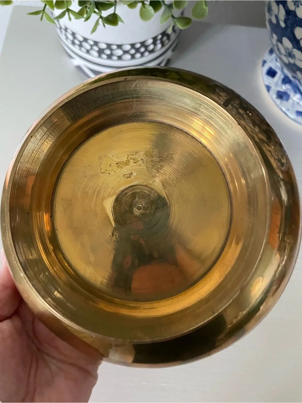 Vintage Antique Solid Brass Centerpiece Pedestal Bowl 7.25”x3.5”